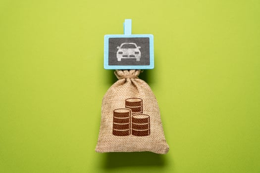 Save up to buy a car. Part of personal budget a car maintenance. Financial planning. Take a loan. photo