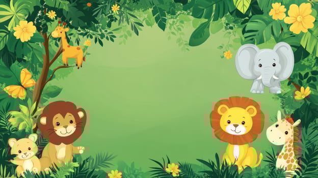 Jungle Animals Border with Copy Space photo