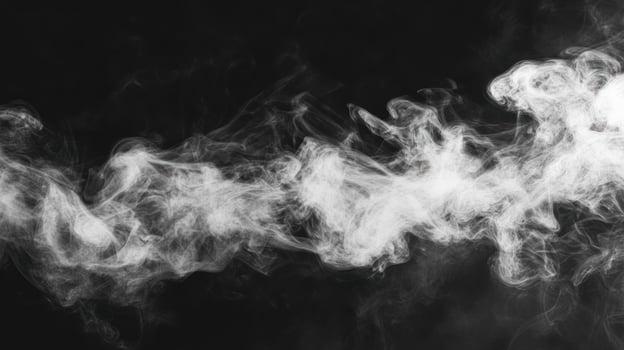 Abstract Swirling White Smoke on Black Background photo