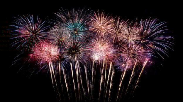 Colorful Fireworks Display in the Night Sky photo