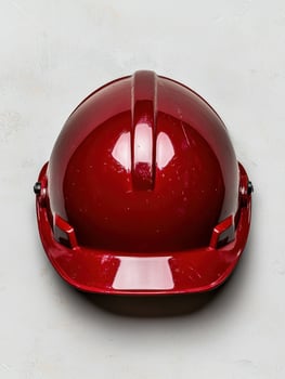 Red hard hat safety helmet on a gray background photo