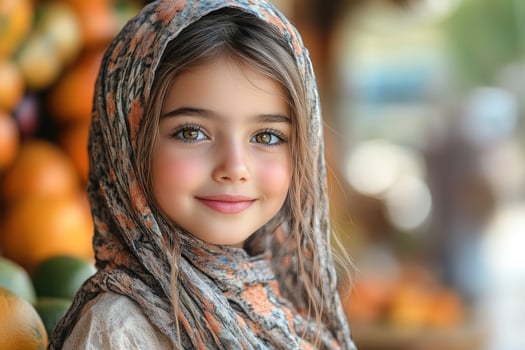 A little girl wearing a headscarf photo