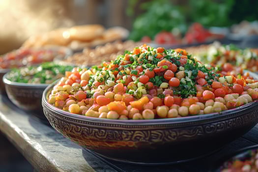 A bowl of food with different types of vegetables photo