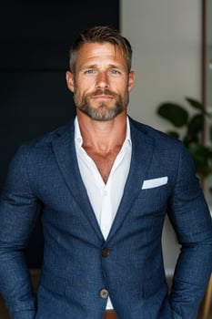 Portrait of a handsome man in a blue suit photo