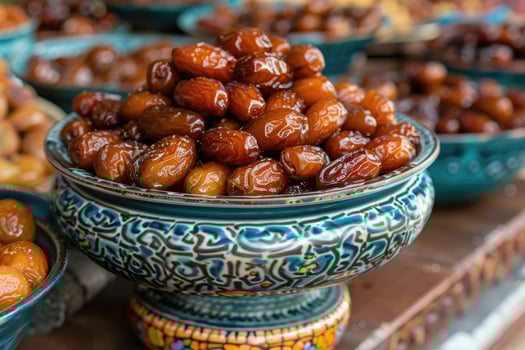 A bowl full of dates on a table photo