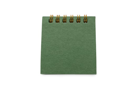 Blank green desk calendar with Clipping path isolated on white background. Calendar concept with copy space for text or infographic. photo