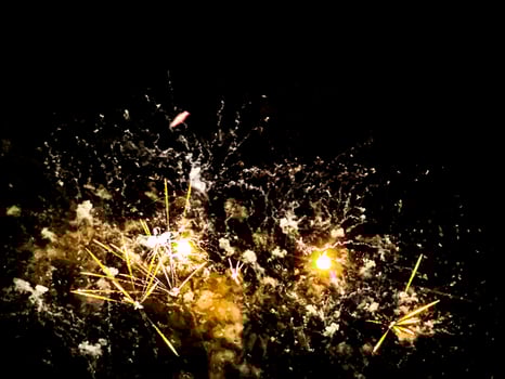 Golden Fireworks Celebration Night Sky photo