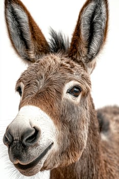 Close up portrait of a cute donkey with big ears photo