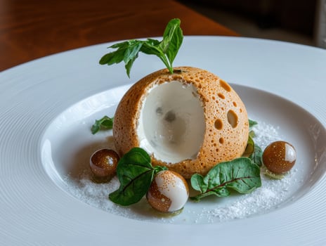 Elegant dessert presentation on a white plate photo