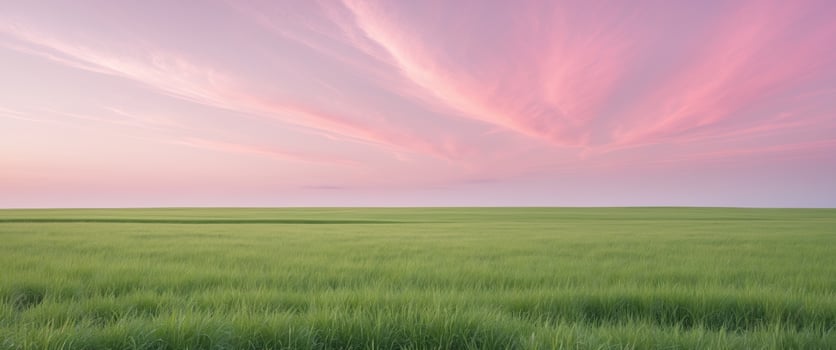 Pink Sky Pastel Clouds Grass Field Scenic Landscape photo