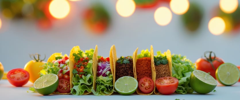 Festive taco bar with colorful fresh ingredients displayed during a local celebration -. photo