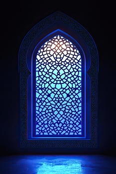 3D Rendered Islamic Mosque Interior with Moonlight Glow, Ramadan Kareem background, Islamic Mosque Illuminated by Soft Moonlight, Elegant Ramadan Kareem 3D Illustration photo