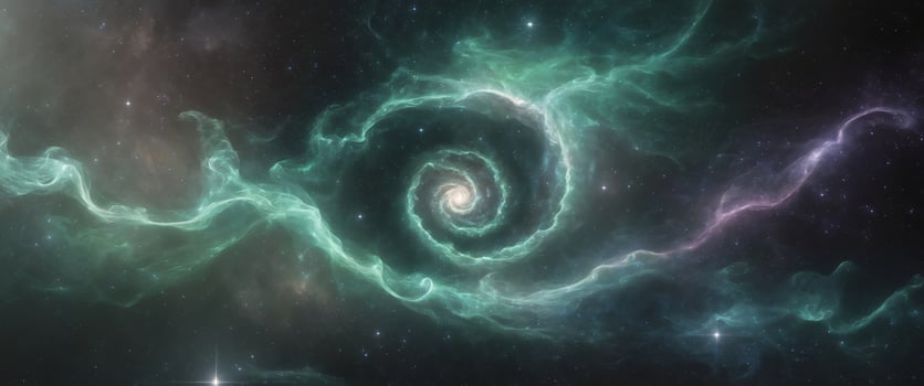 A cosmic emerald spiral nebula swirls amidst stardust and dark matter creating celestial beauty photo
