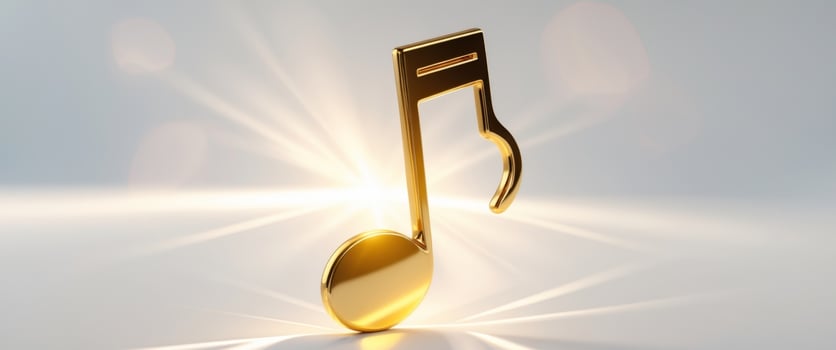 A glossy gold music note symbol shining bright photo