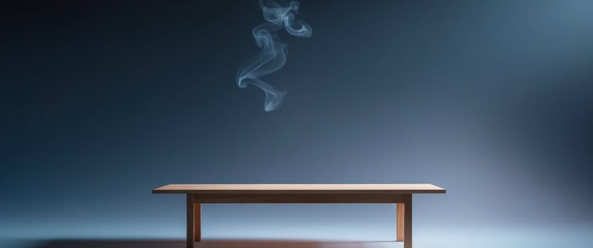 A table with smoke coming out of it photo