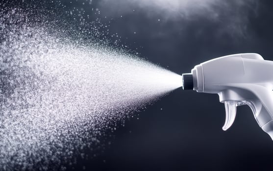 disinfectant fogger sprays fine mist, creating cloud of disinfectant in air, showcasing its effectiveness in sanitizing spaces photo