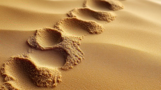 Soft sand cradles imprints left by someone walking, capturing a moment of solitude and reflection photo