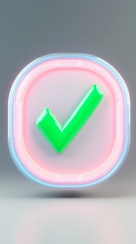 digital approval button, with a glowing green checkmark icon photo