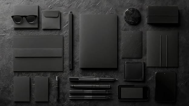 Black stationery on a dark surface photo