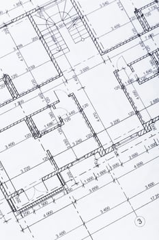 Architect worplace top view. photo