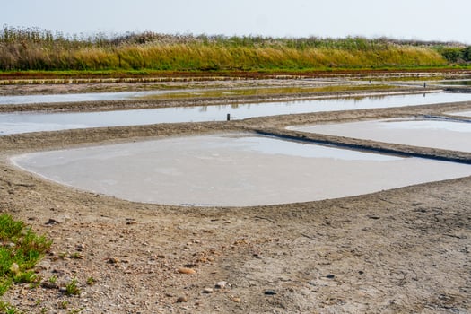 Beautiful Small Salt Lakes in France for Natural Sea Salt Collection Through Evaporation photo