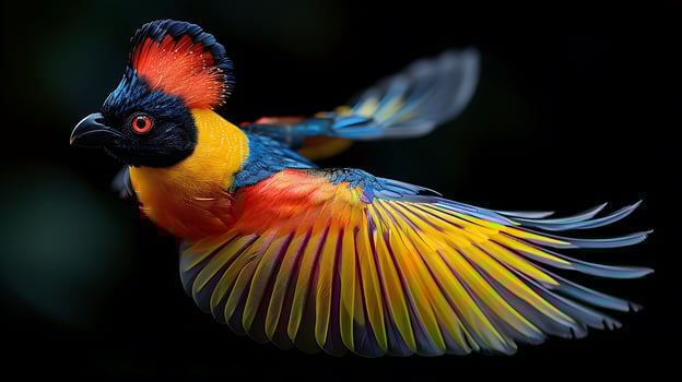 Adult male Wilson's Bird of paradise Cicinnurus respublica with red yellow and blue plumage found in Indonesia Asia photo