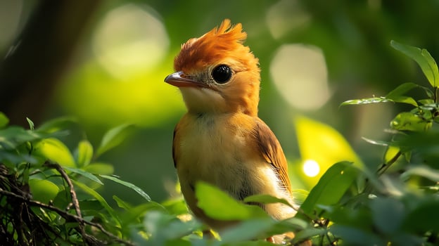 Indian chevrotain cautiously emerging dense underbrush in a tropical forest its small frame illuminated by dappled sunlight captured with a telephoto lens for natural framing photo