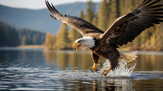 Bald Eagle Hunting in Serene Lake photo
