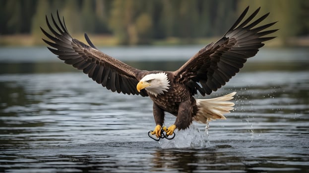Bald Eagle Landing on Water photo