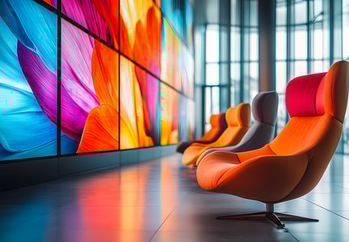 Colorful Abstract Art Decorates Modern Lounge Chairs photo