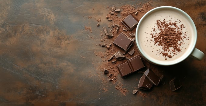 Chocolate and coffee on a dark background photo