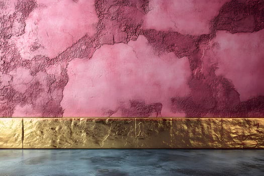 Elegant Abstract Pink Wall with Gold Trim for Interior Design Inspiration photo
