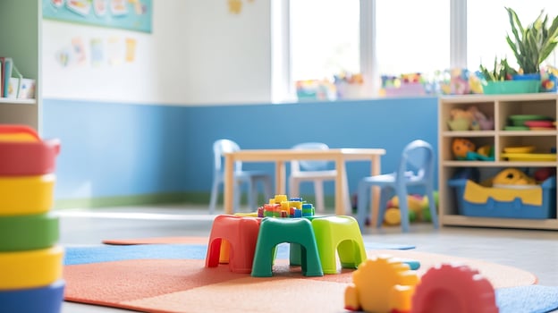 Colorful Preschool Classroom with Toys Educational Tools and Learning Activities photo