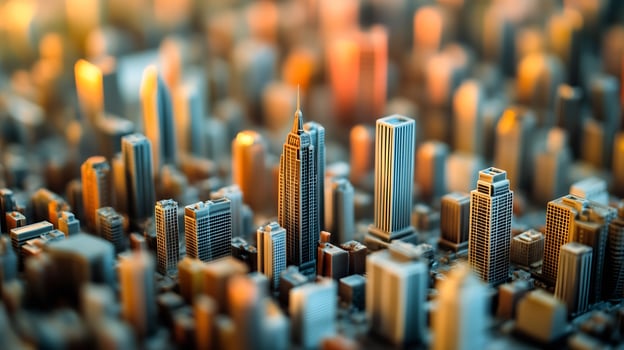 Miniature Cityscape with Focus on Skyscrapers and Urban Layout photo