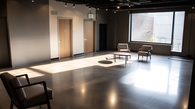 Minimalist Interior Design with Natural Light in Modern Waiting Area photo