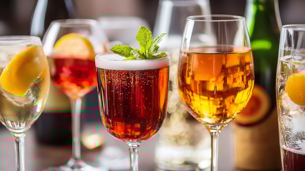 Assorted Cocktails with Fresh Ingredients in Elegant Glassware photo