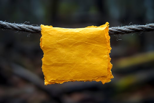 Vibrant Yellow Cloth on Rope in Nature Setting for Design Projects photo