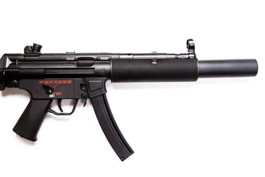 submachine gun MP5 with silencer isolated photo
