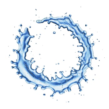 blue water splash isolated on white background photo