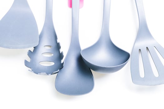 kitchen utensils isolated on white photo