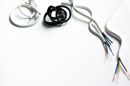 Electric screened cable with many wires isolated on white photo