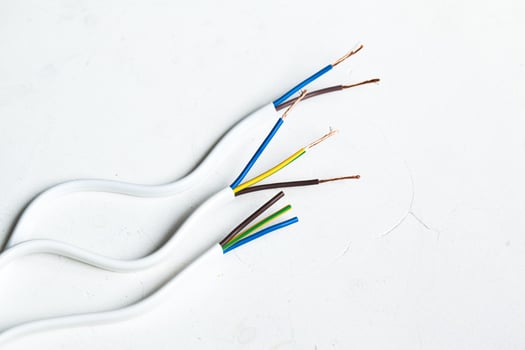 Electric screened cable with many wires isolated on white photo