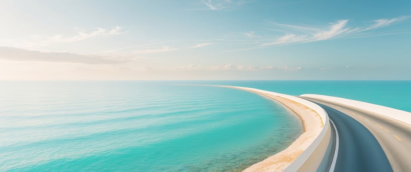 Stunning coastal view with winding road and turquoise water. photo