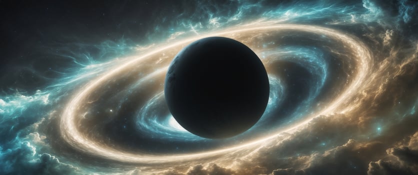 A black hole amidst radiant celestial formations. photo