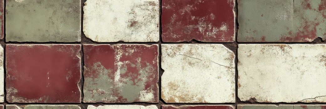 Weathered vintage brick wall texture in red and gray with cracked surfaces photo