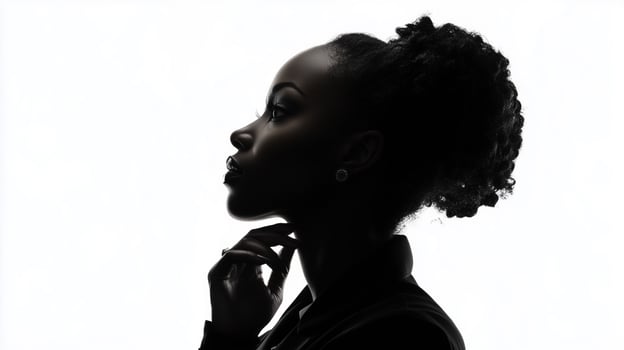 Thoughtful woman in profile silhouette inspiration photo