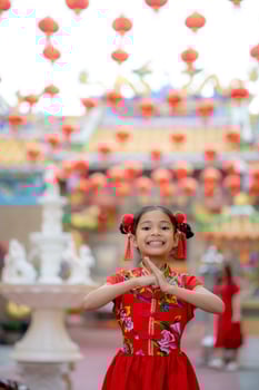 young Chinese girls with traditional dressing up celebrate Chinese new year photo