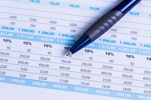 Business performance graph with ballpoint pen photo