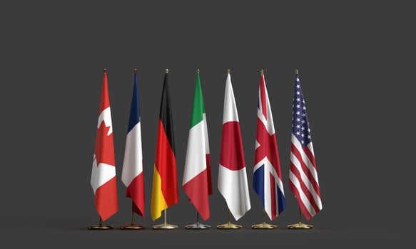 G7 group seven summit meeting country national global flag object canada france german italy japan united kingdom uk united state america us usa international politic government union economy photo
