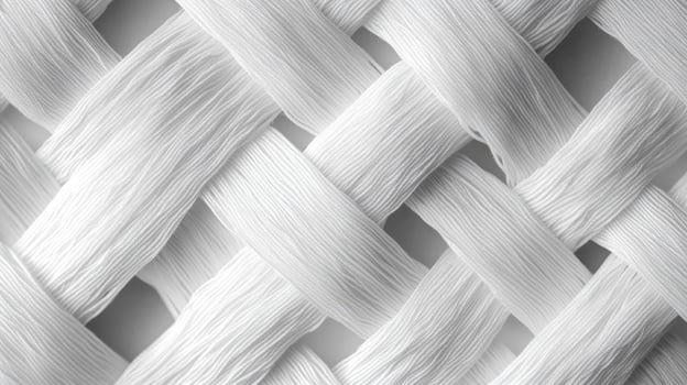 Interlaced white fabric creating textured pattern photo